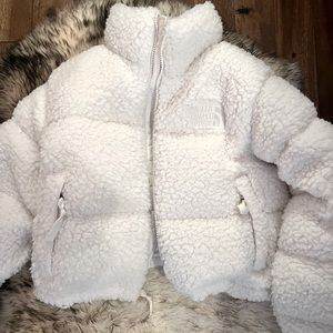 North Face Nupste Cropped Sherpa Puffer - Gardenia White